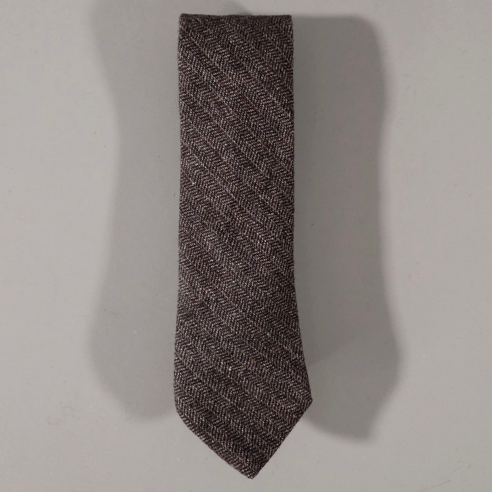 Hickey Freeman Necktie Mens OS Brown Herringbone Wool Cashmere Blend